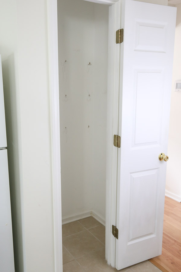 pantry with wire shelves removed