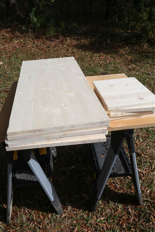 wood boards cut to size for pantry shelves
