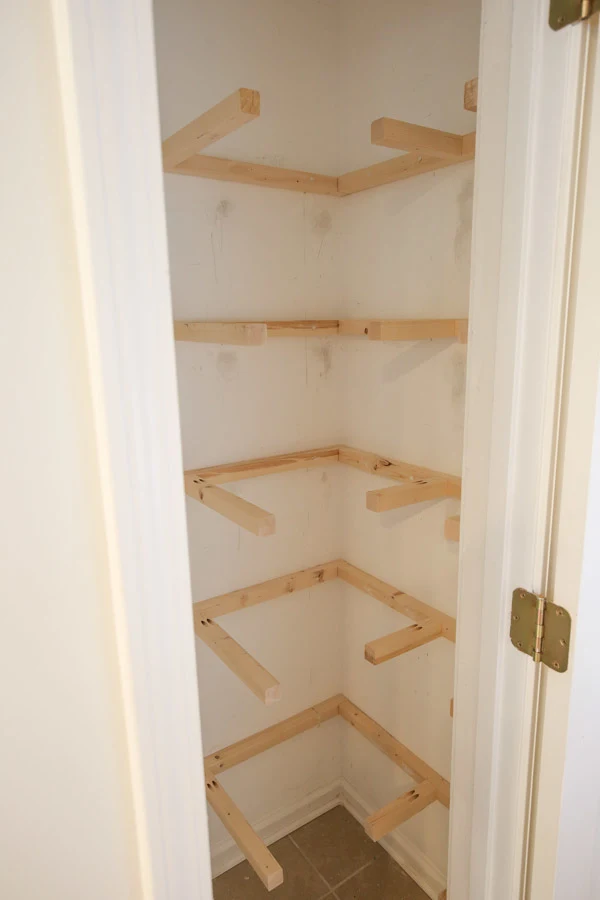 How To Build Corner Pantry Shelves, Building Corner Pantry Shelves