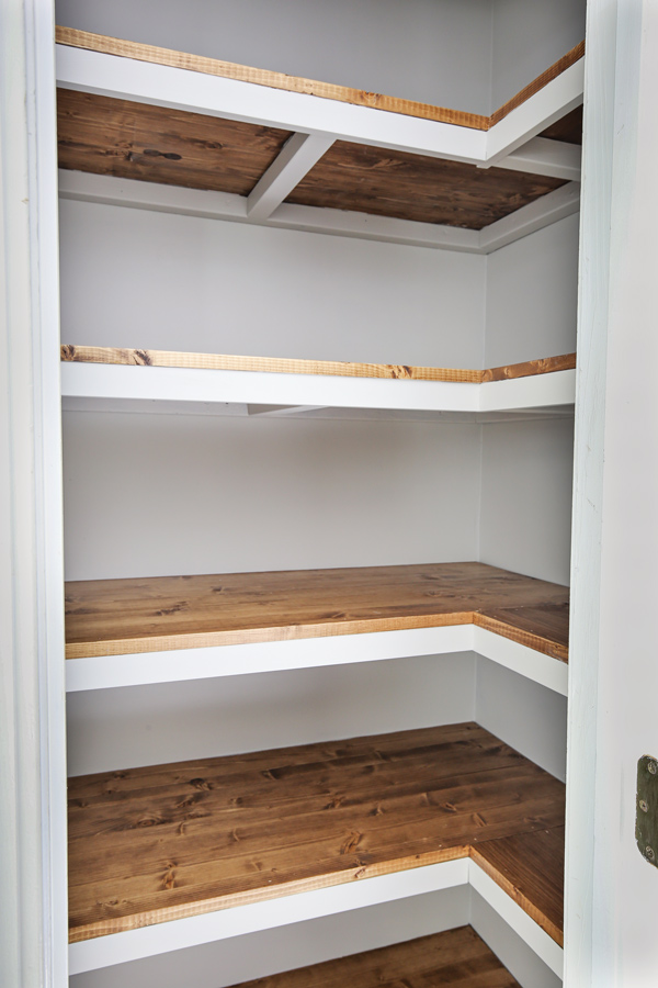 How To Build Corner Pantry Shelves, What Kind Of Wood To Build Pantry Shelves