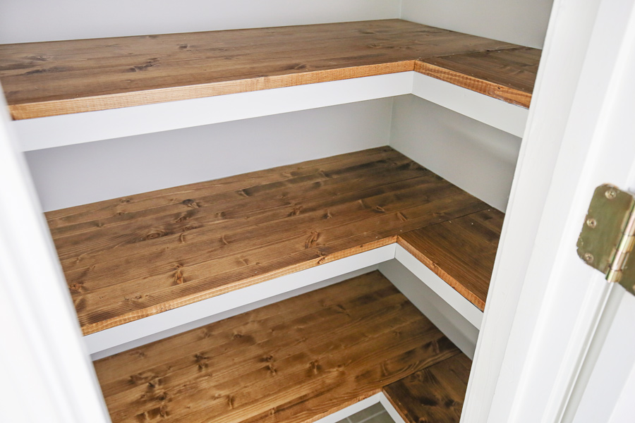 how to build corner pantry shelves with wood shelves