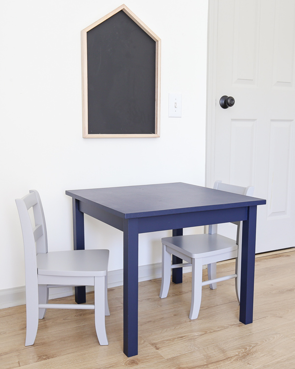 DIY kids desk with chairs and chalkboard