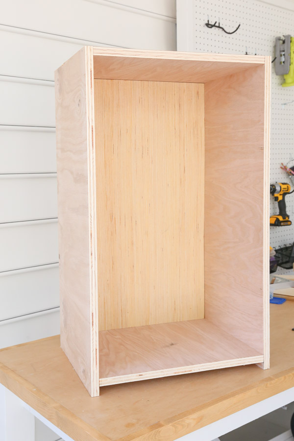 back board plywood added to cabinet carcass