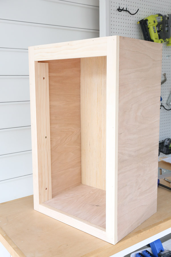 adding a 1x3 board to DIY cabinet for inset frameless hinges