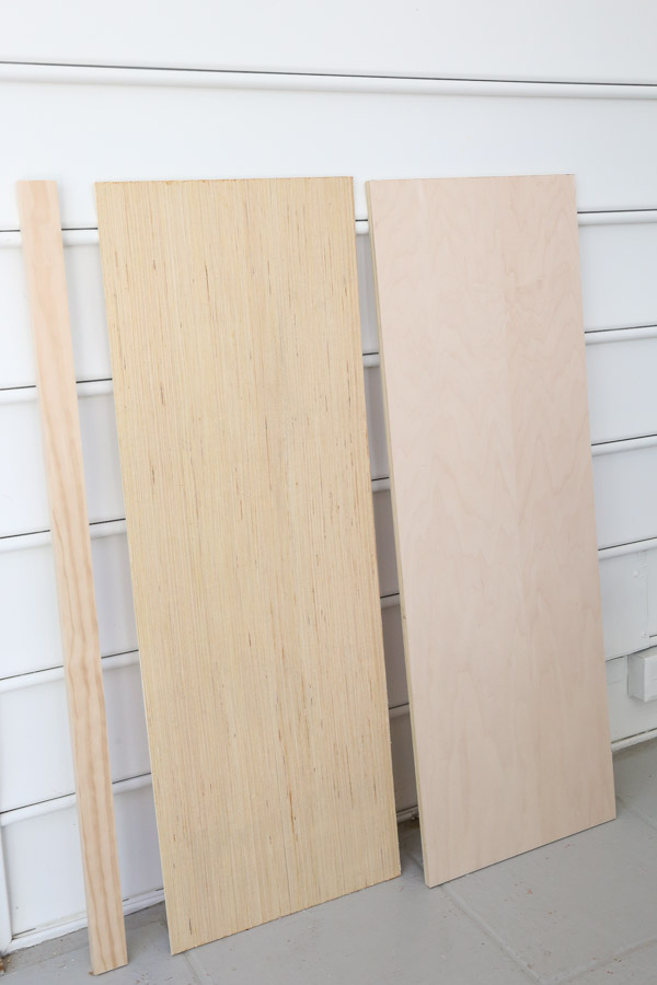 plywood and trim for DIY wood shelf