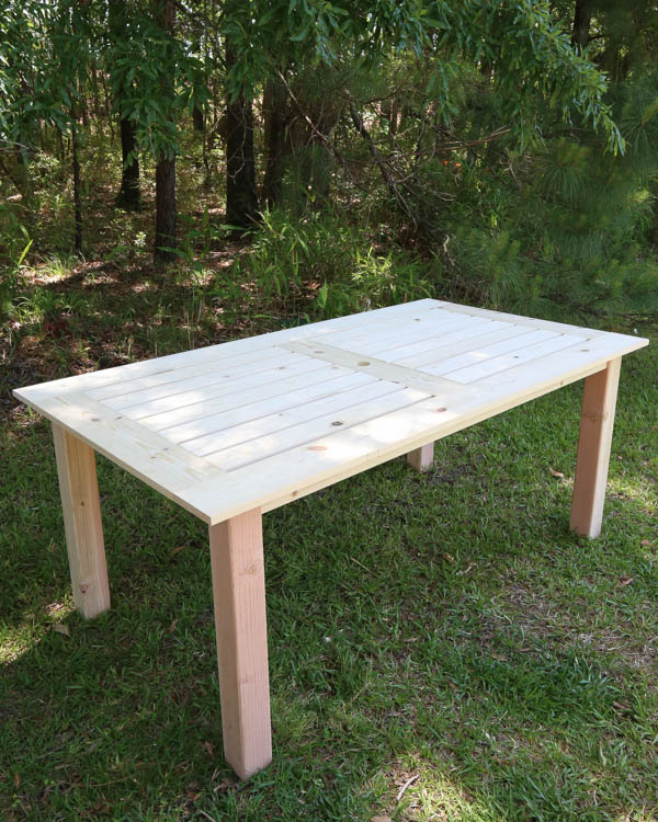 diy outdoor table before staining