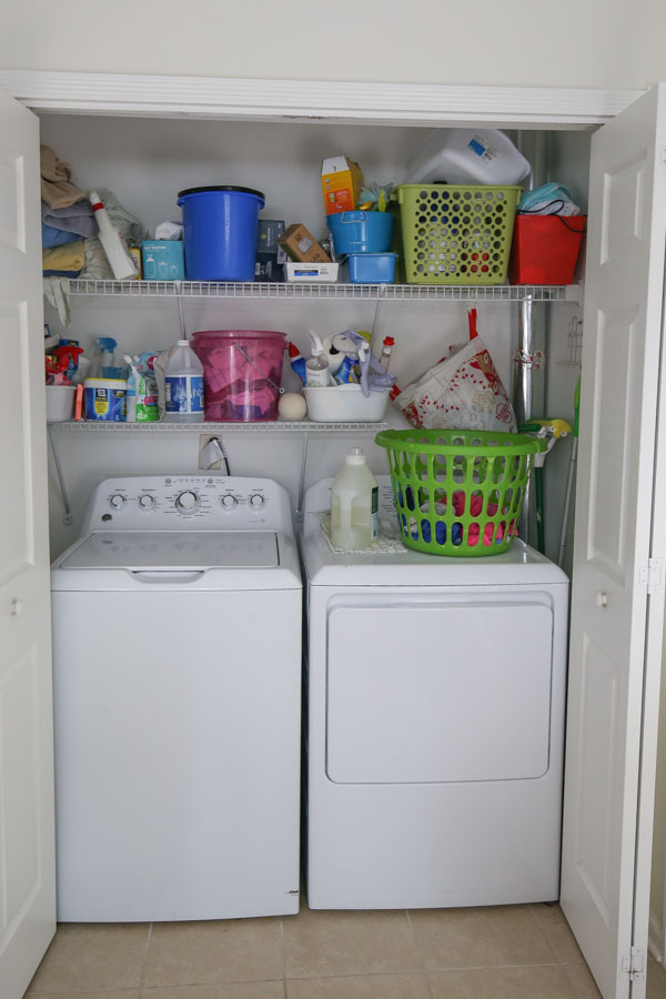 Laundry Room Make Over Transformation with DIY Shelving