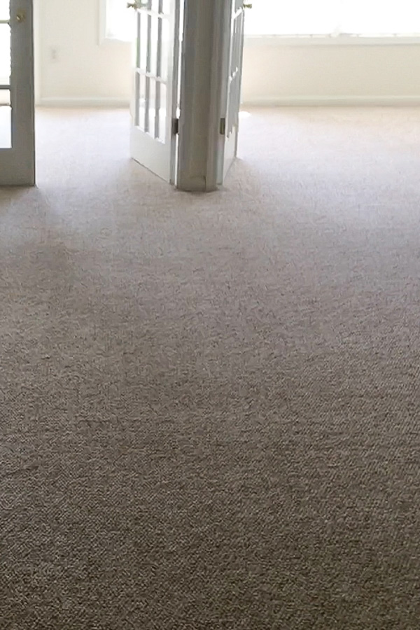 old carpet in living room before new flooring install