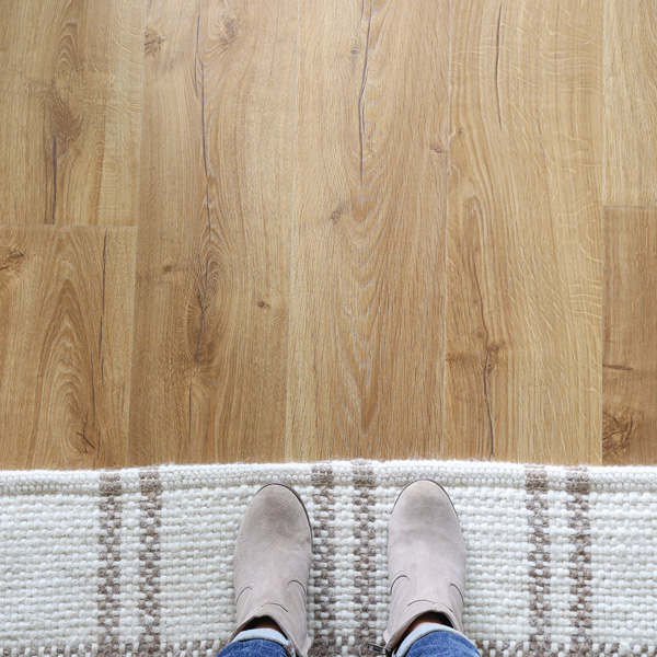 rug and boots on new pergo outlast laminate flooring in marigold oak