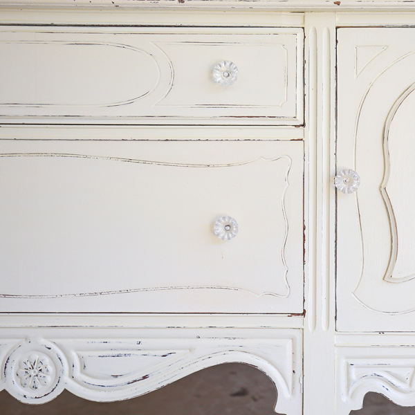 two color distressing with chalk paint on vintage buffet