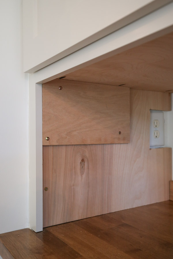 adding wood to make appliance garage cabinet frameless instead of a face frame