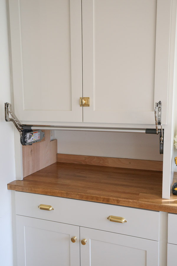 blum aventos HL stabilizer rod installed in the kitchen appliance garage diy