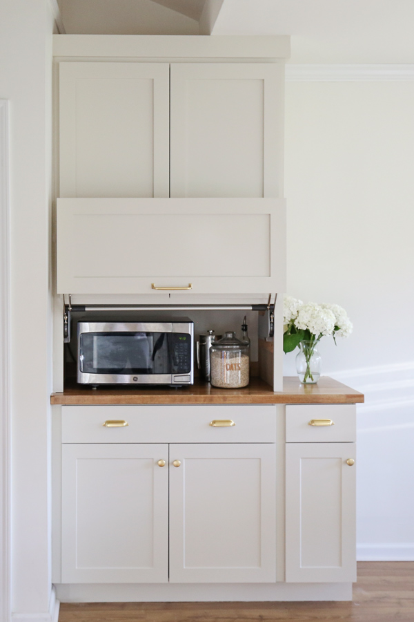 hide microwave in cabinet with an appliance garage cabinet diy