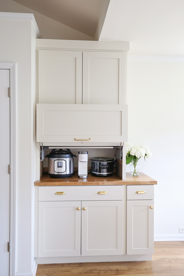 kitchen appliance garage DIY as part of countertop cabinet kitchen built ins