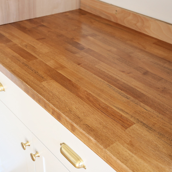 butcher block countertop with oil based stain and polyurethane