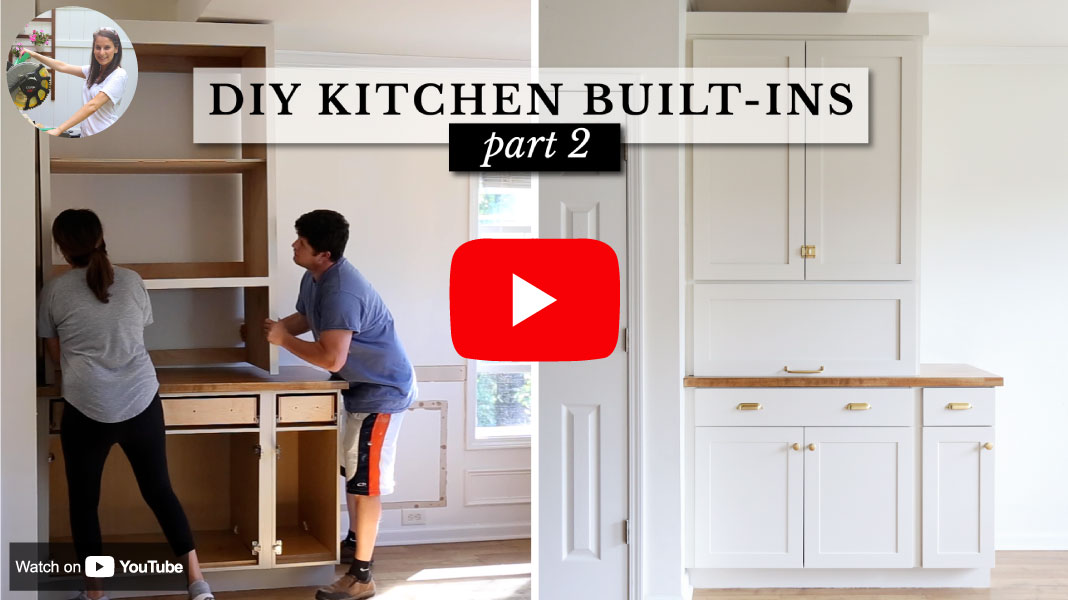 Watch the kitchen DIY built ins video on YouTube