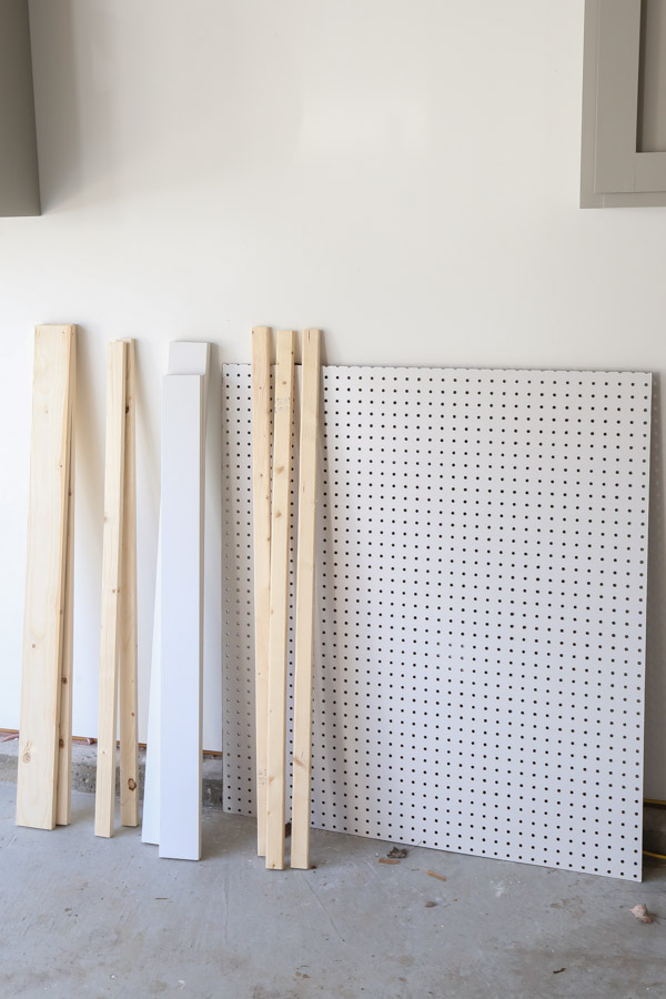 pegboard panel and lumber cut to size