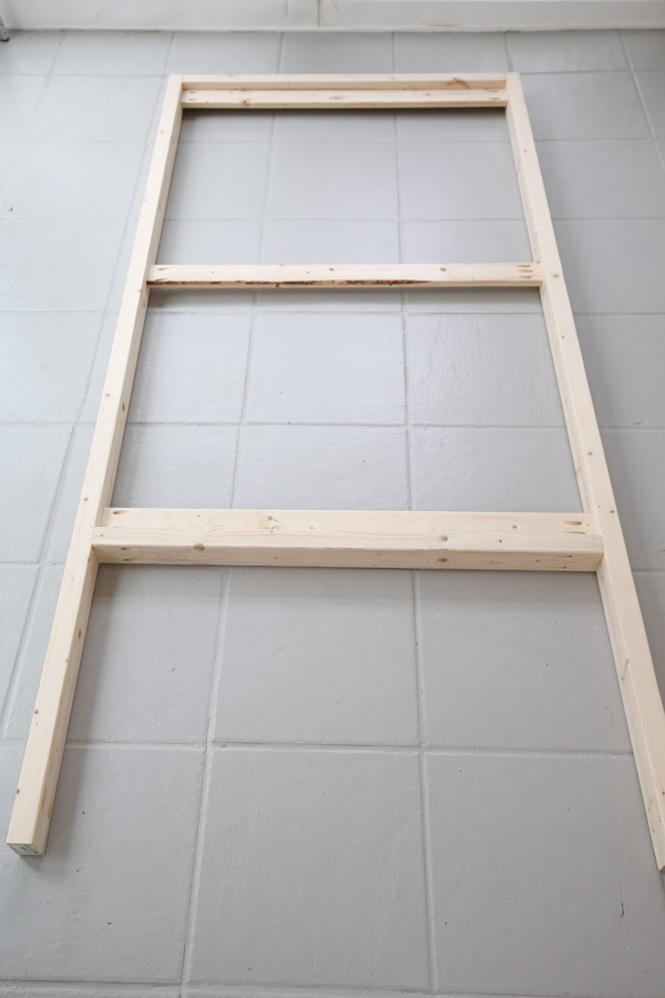 Build the frame of the DIY pegboard stand with pocket holes and framing lumber