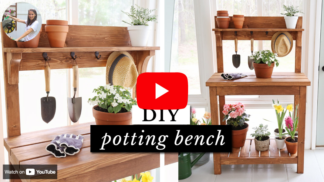 Watch the DIY potting bench on YouTube