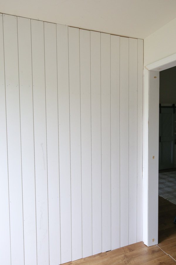 last shiplap board added to wall