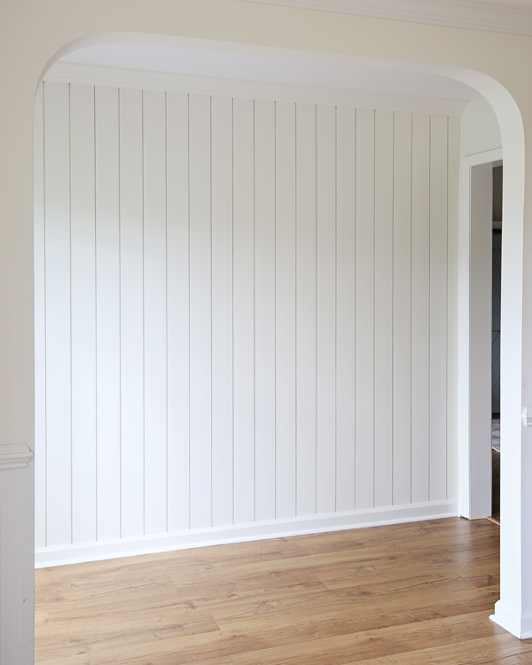 vertical shiplap wall with real shiplap boards