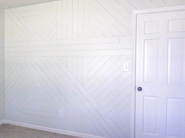 geometric style accent wall by Lovely Etc.