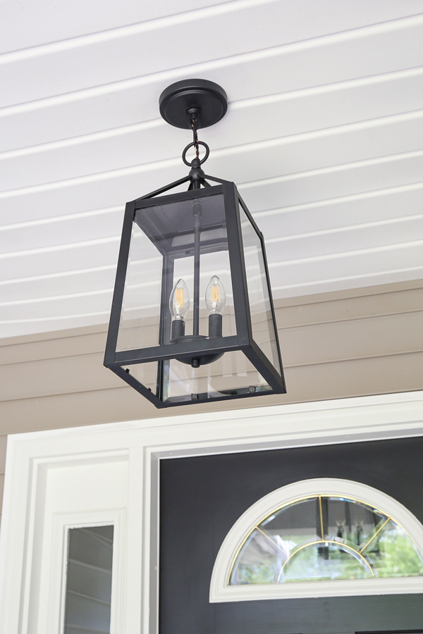 new outdoor lighting pendant lantern for small front porch makeover