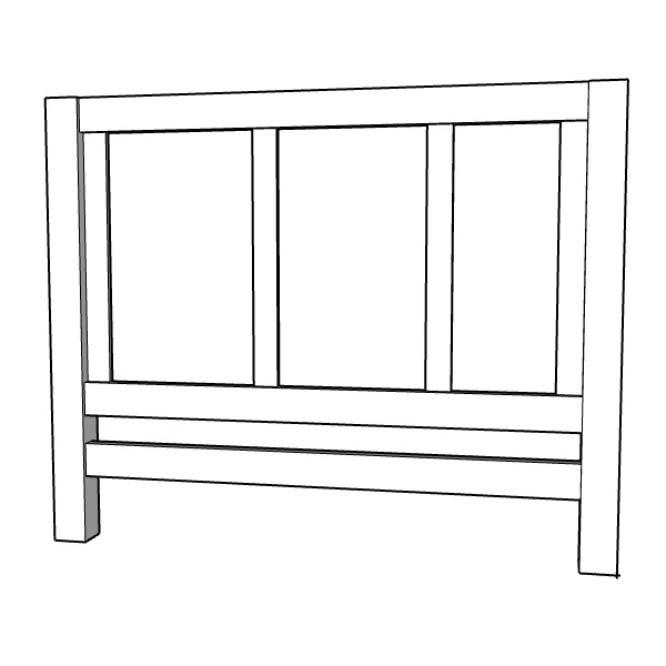 sketchup diagram of DIY shiplap headboard frame