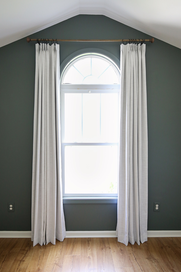 pinch pleat linen look curtains from amazon on curtain rod