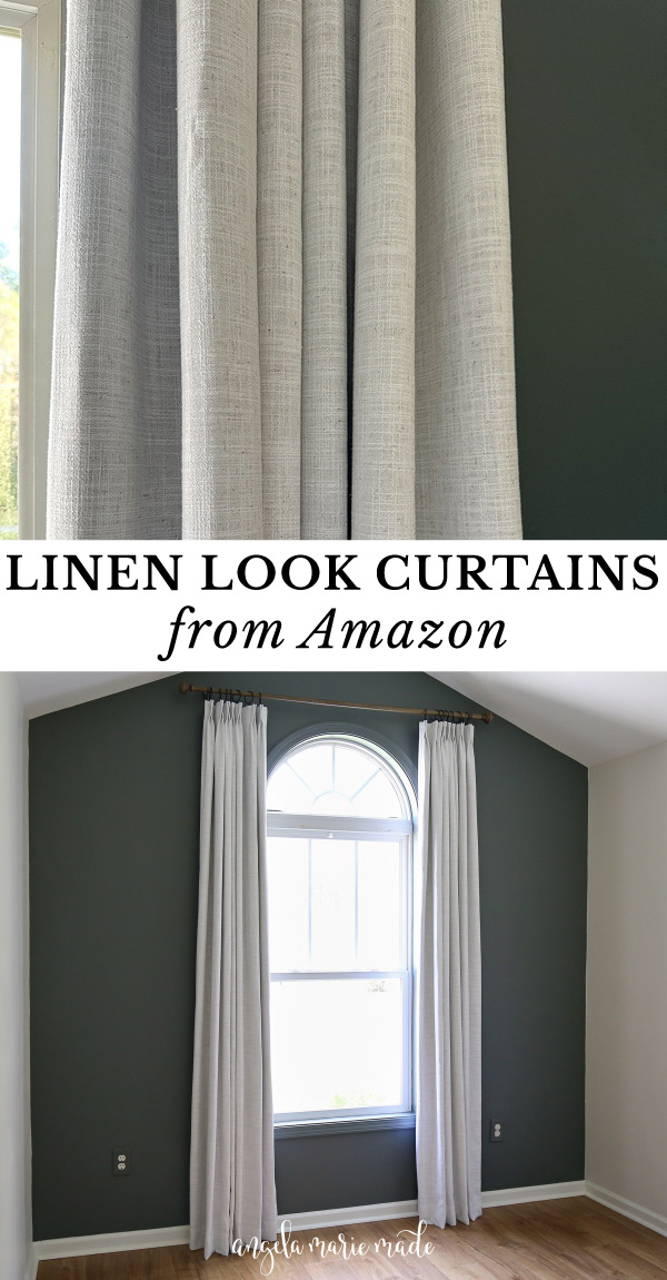 pinch pleat linen look curtains from amazon on curtain rod