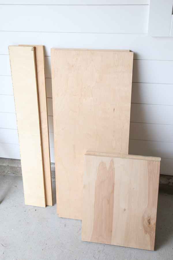 plywood cut to size for the cabinets