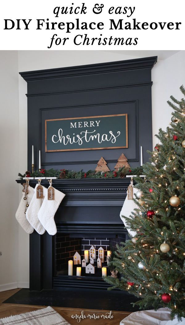 diy fireplace makeover for christmas with DIY christmas village