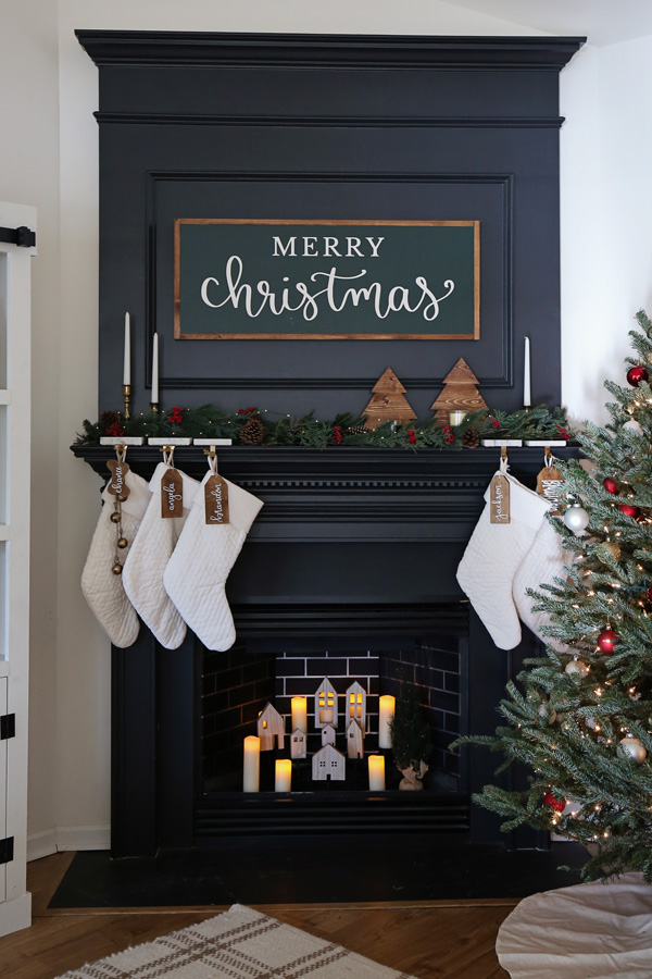 before and after diy fireplace makeover for christmas