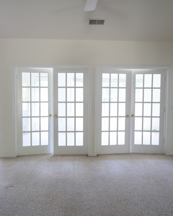 french doors before office makeover