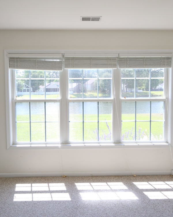 windows with cheap blinds before makeover