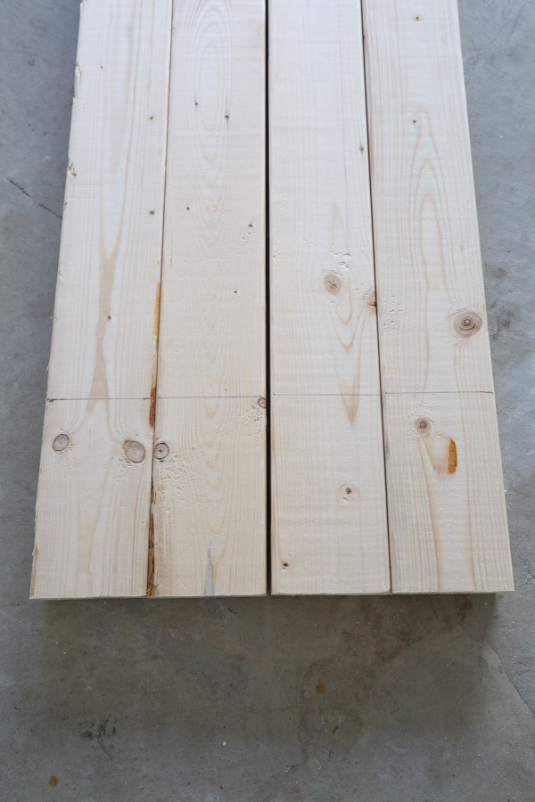 mark line on 2x4 vertical support boards