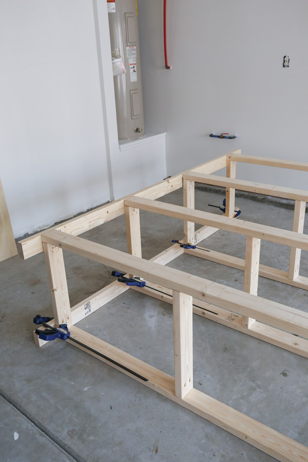 building diy garage storage shelves frame on garage floor