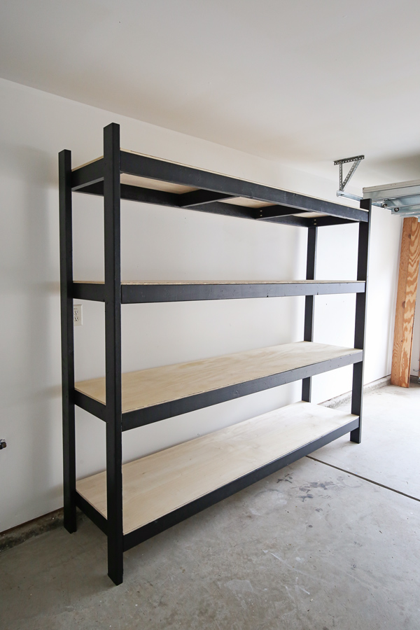 DIY wood garage shelves