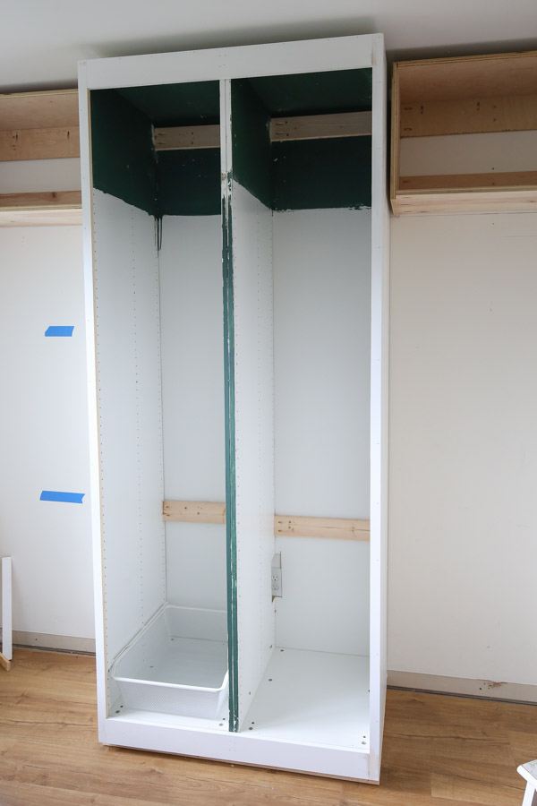 attaching the face frame to the ikea pax cabinets for built in look