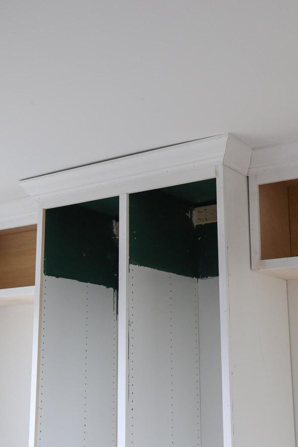 attaching crown molding to IKEA PAX built in hack