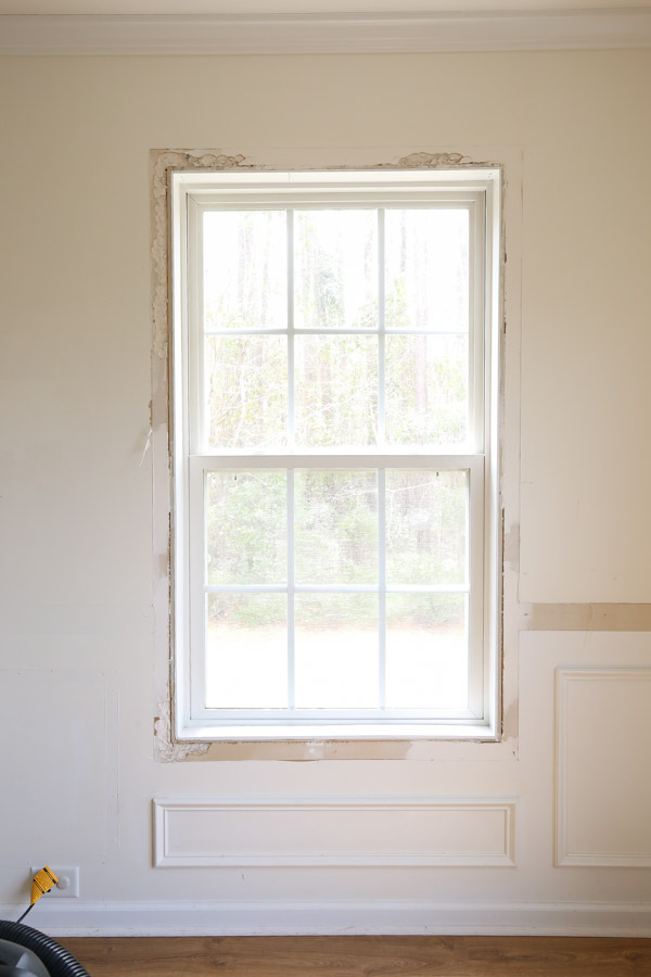 window with old trim removed