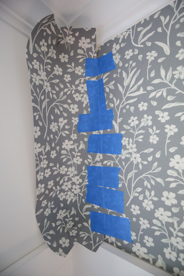 how to install peel and stick wallpaper in a corner with painters tape