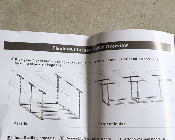 garage ceiling storage install with ceiling joists direction