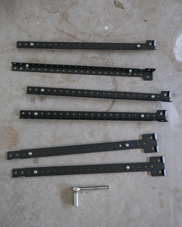 vertical support posts assembled for DIY Garage Ceiling Storage shelves