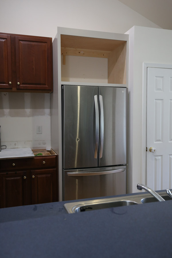 refrigerator inside of built in diy refrigerator cabinet surround