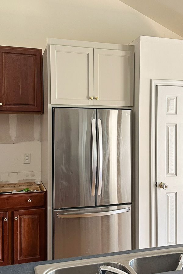 diy built in refrigerator cabinet surround in kitchen