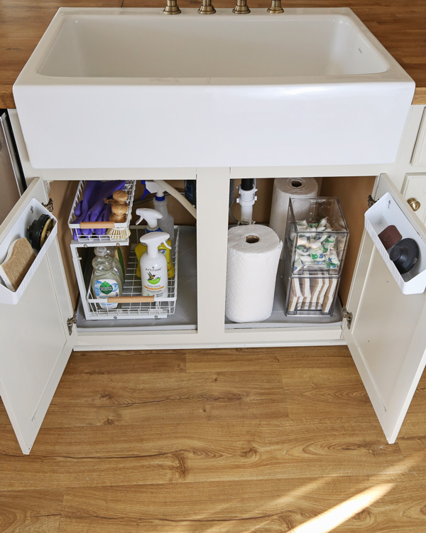 organize under the kitchen sink and diy under kitchen sink storage ideas