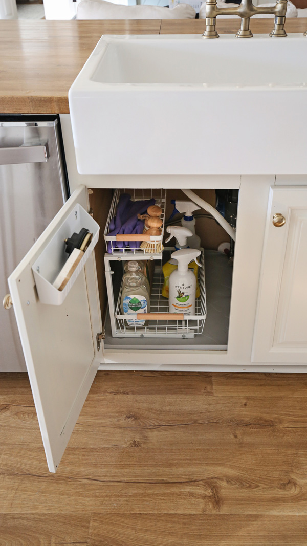how to organize under kitchen sink