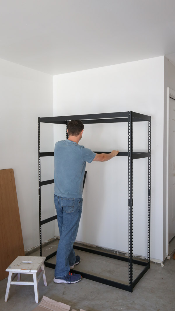 assembling heavy duty garage shelves