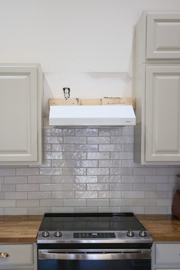 installing new range hood for custom DIY range hood cover